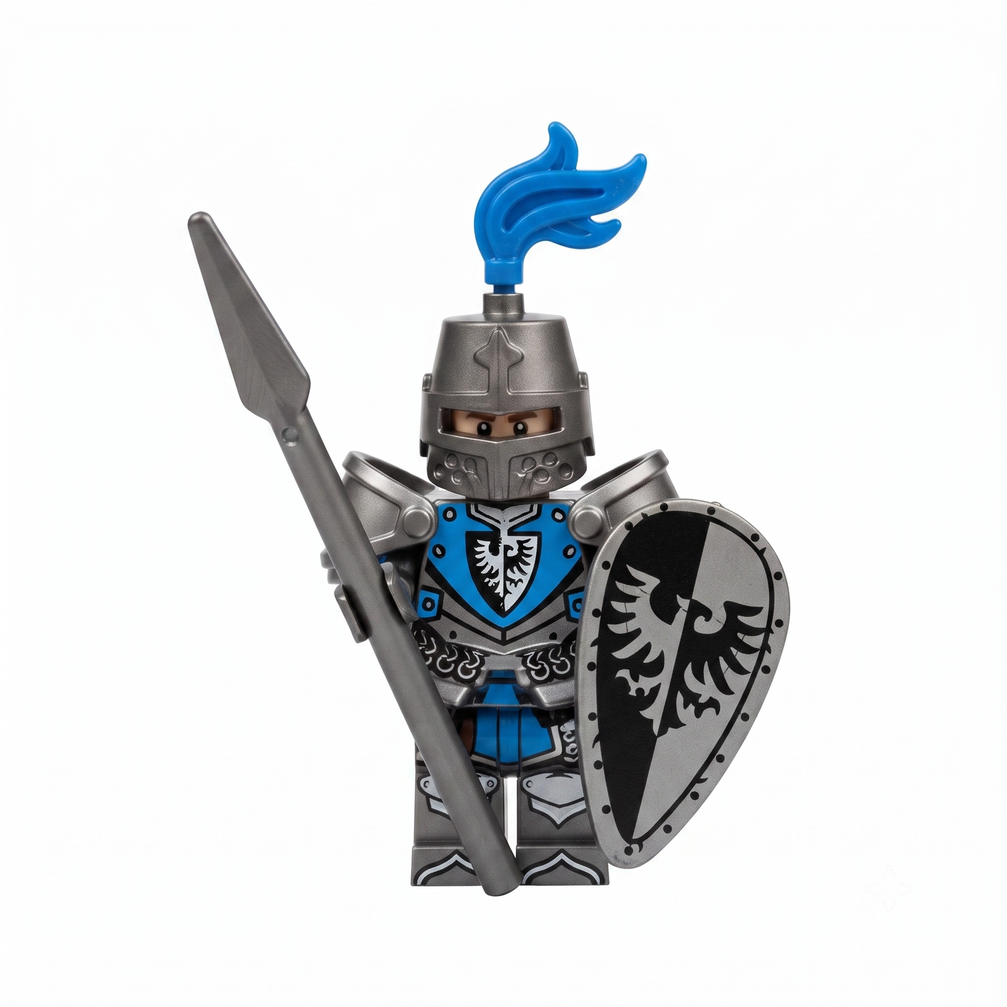 Armored Blue Eagle Knight Castle Soldier Custom Minifigure