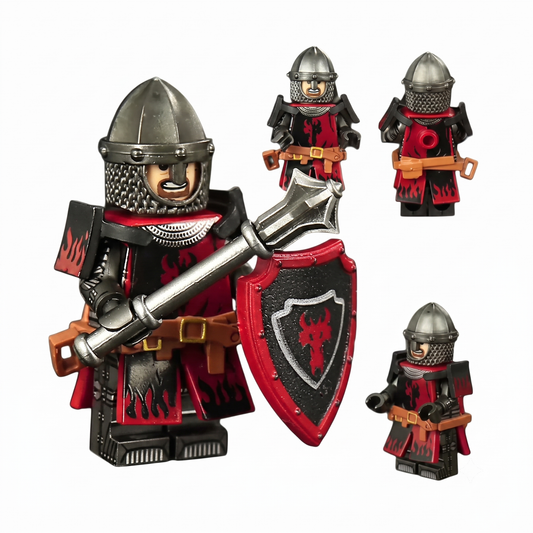 Armored Red Dragon Knight Castle Soldier Custom Minifigure