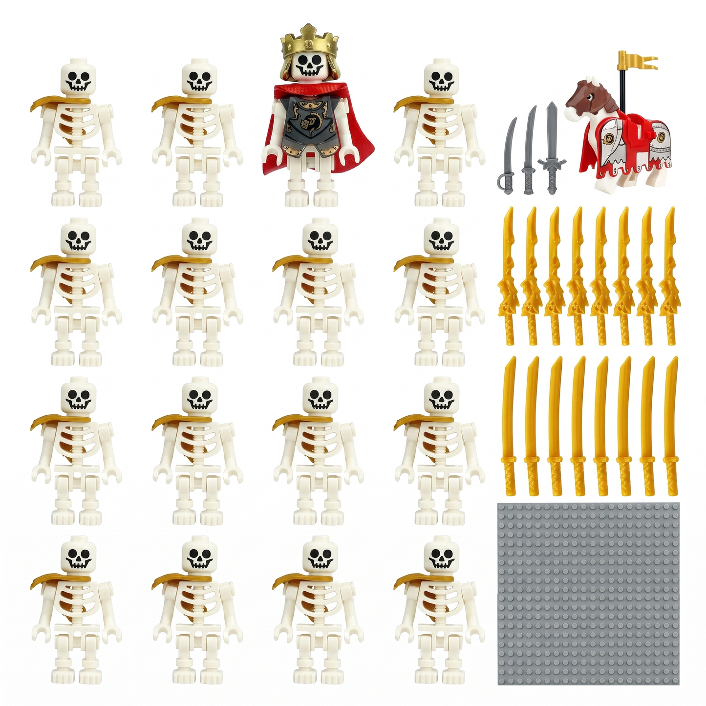 Set of 12 Skeleton Warrior and King Custom Minifigures