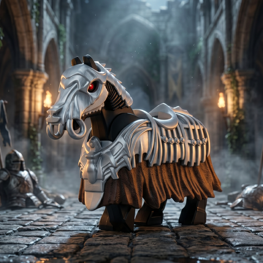 Armored Death White War Horse Castle Animal Minifigure