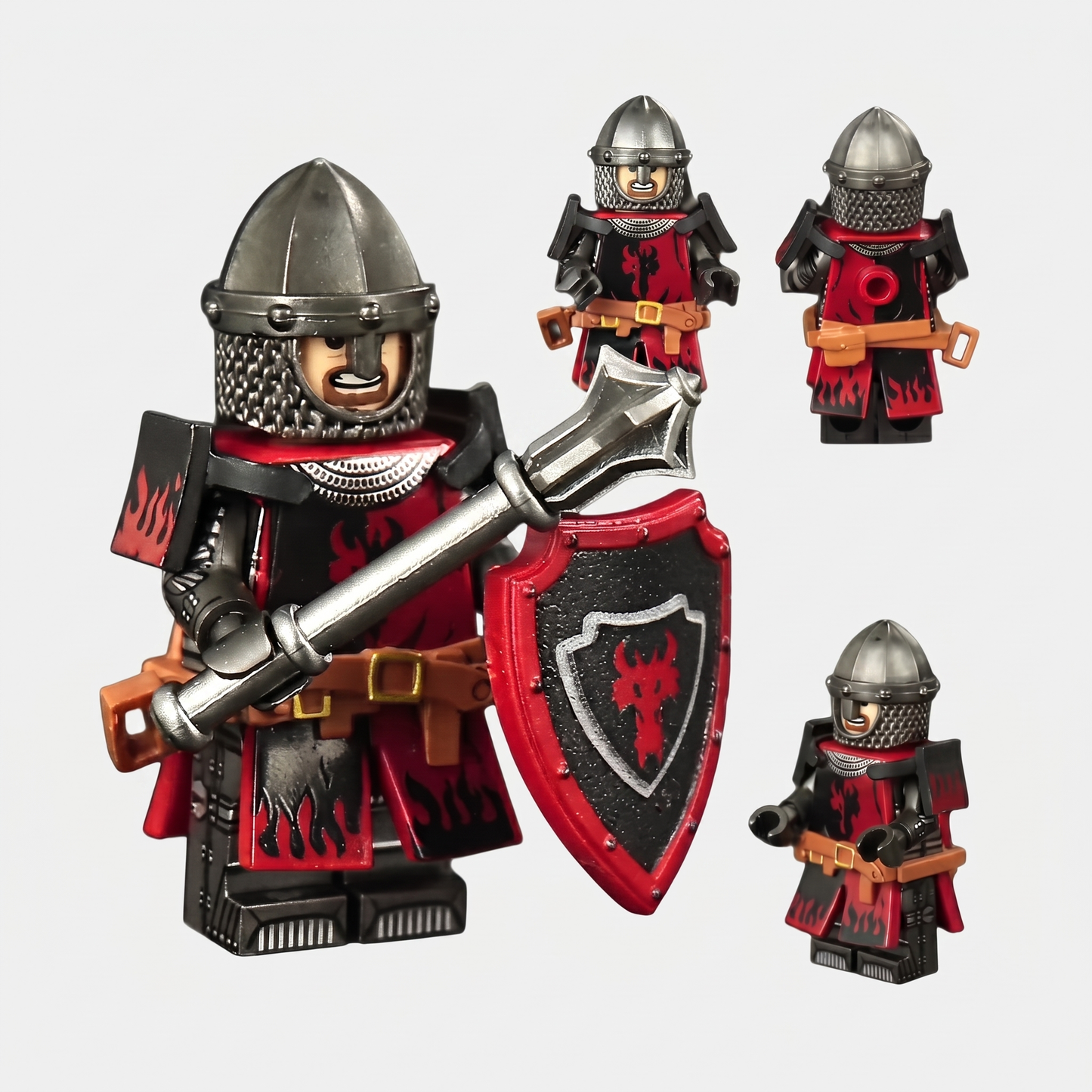 Armored Red Dragon Knight Castle Soldier Custom Minifigure