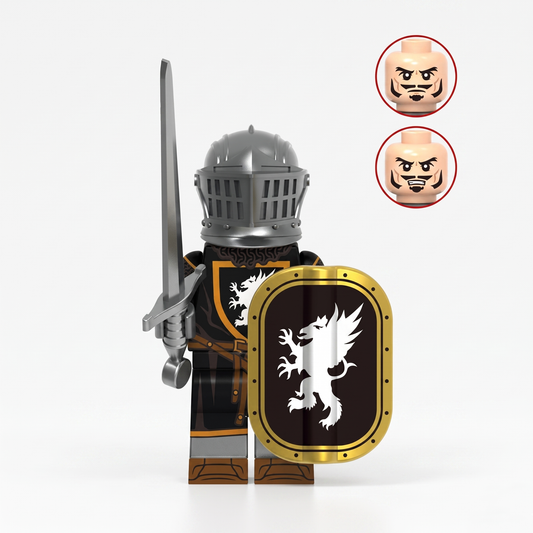 Black Eagle Knight Castle Soldier Silver Armor Custom Minifigure