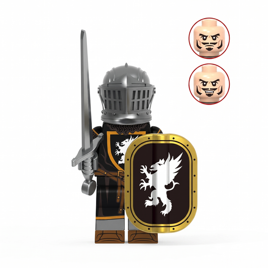 Black Eagle Knight Castle Soldier Silver Armor Custom Minifigure