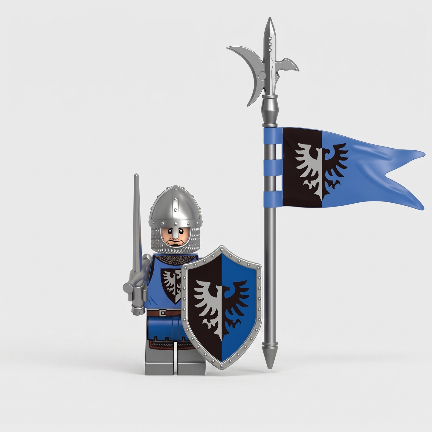 Black Falcon Knight Castle Soldier with Pennant Minifigure