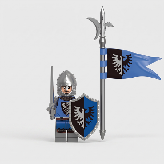 Black Falcon Knight Castle Soldier with Pennant Minifigure