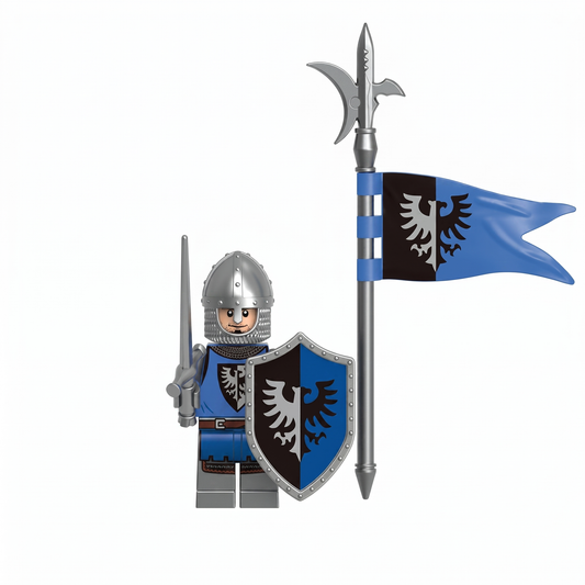 Black Falcon Knight Castle Soldier with Pennant Minifigure