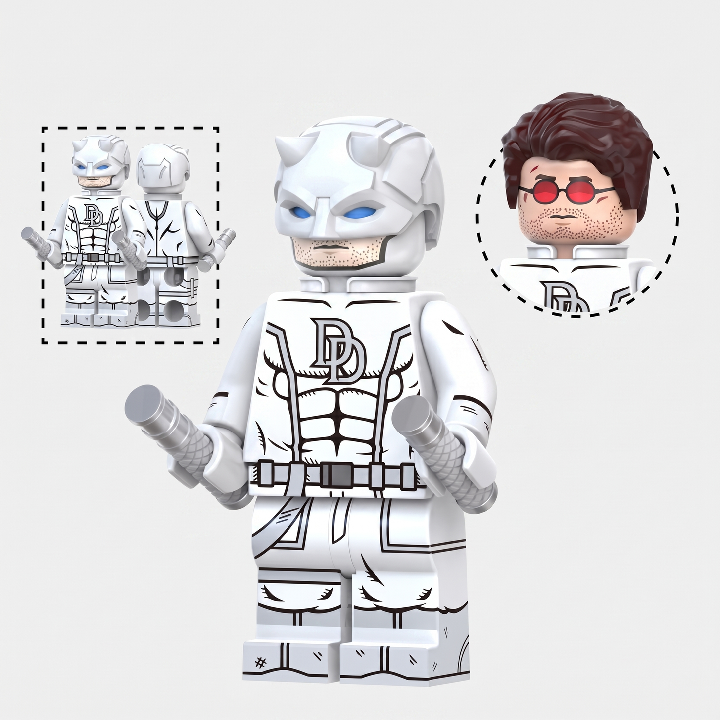 Daredevil White Born Again Season 2 Superhero Custom Minifigure