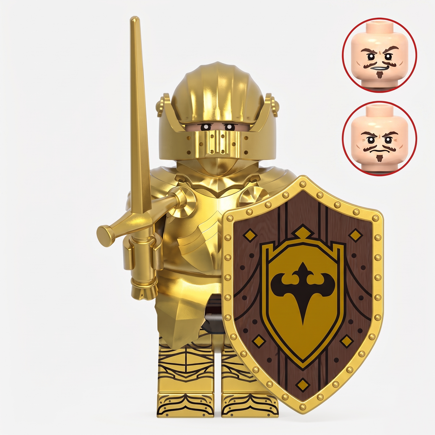Gothic Knight Castle Soldier Gold Armor Custom Minifigure