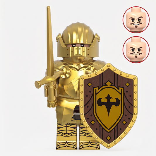 Gothic Knight Castle Soldier Gold Armor Custom Minifigure