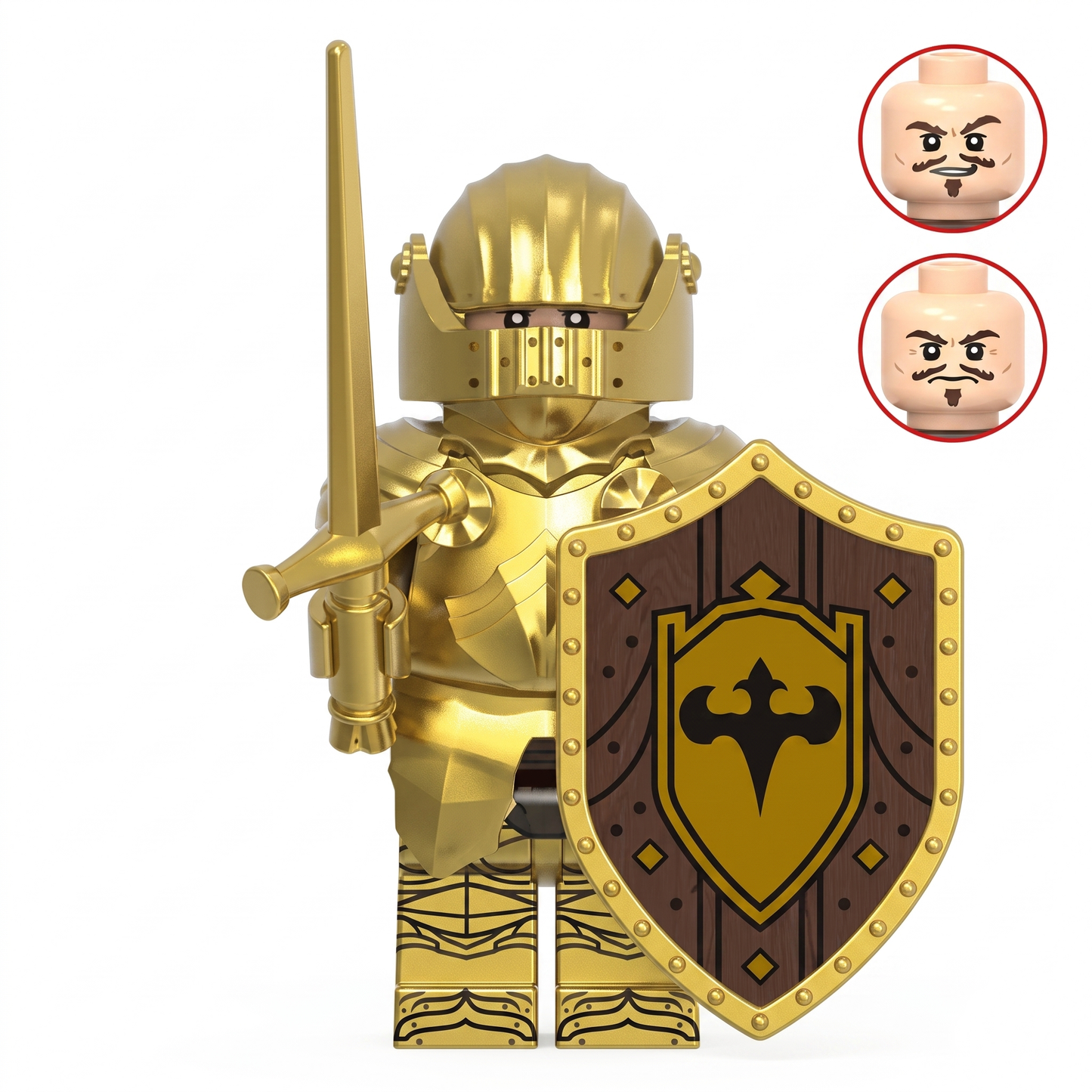 Gothic Knight Castle Soldier Gold Armor Custom Minifigure