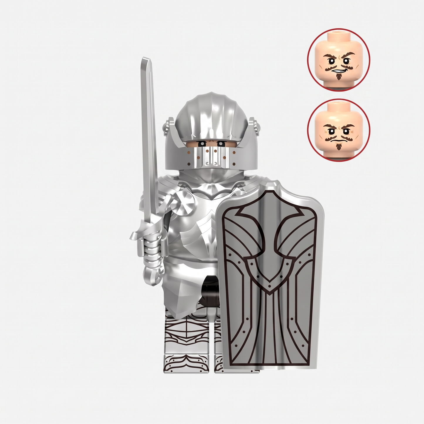 Gothic Knight Castle Soldier Light Silver Armor Custom Minifigure