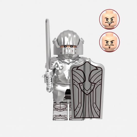 Gothic Knight Castle Soldier Light Silver Armor Custom Minifigure