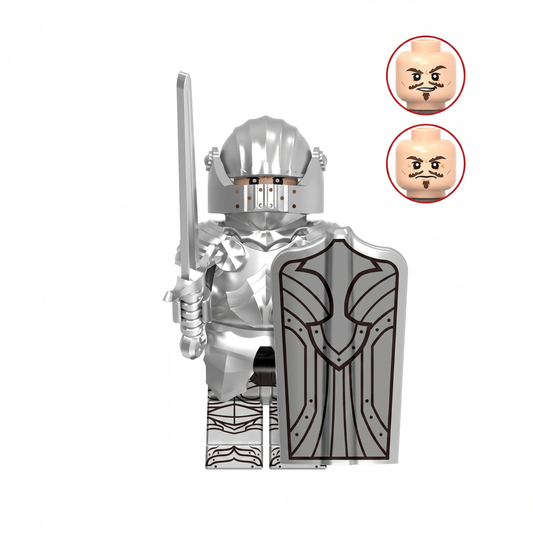 Gothic Knight Castle Soldier Light Silver Armor Custom Minifigure
