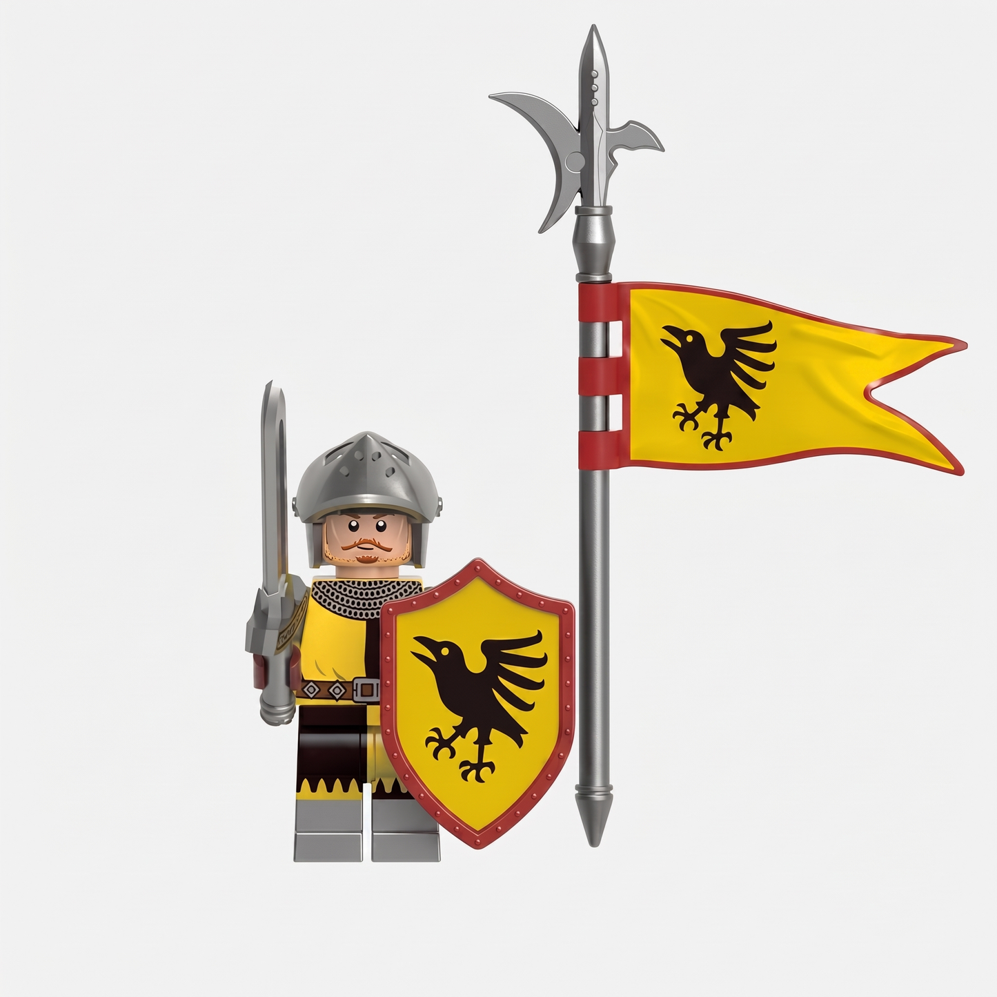 Raven Dragon Knight Castle Soldier with pennant Minifigure