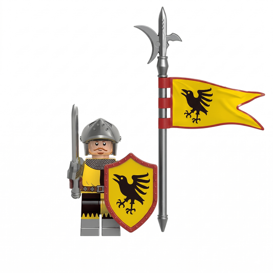 Raven Dragon Knight Castle Soldier with pennant Minifigure