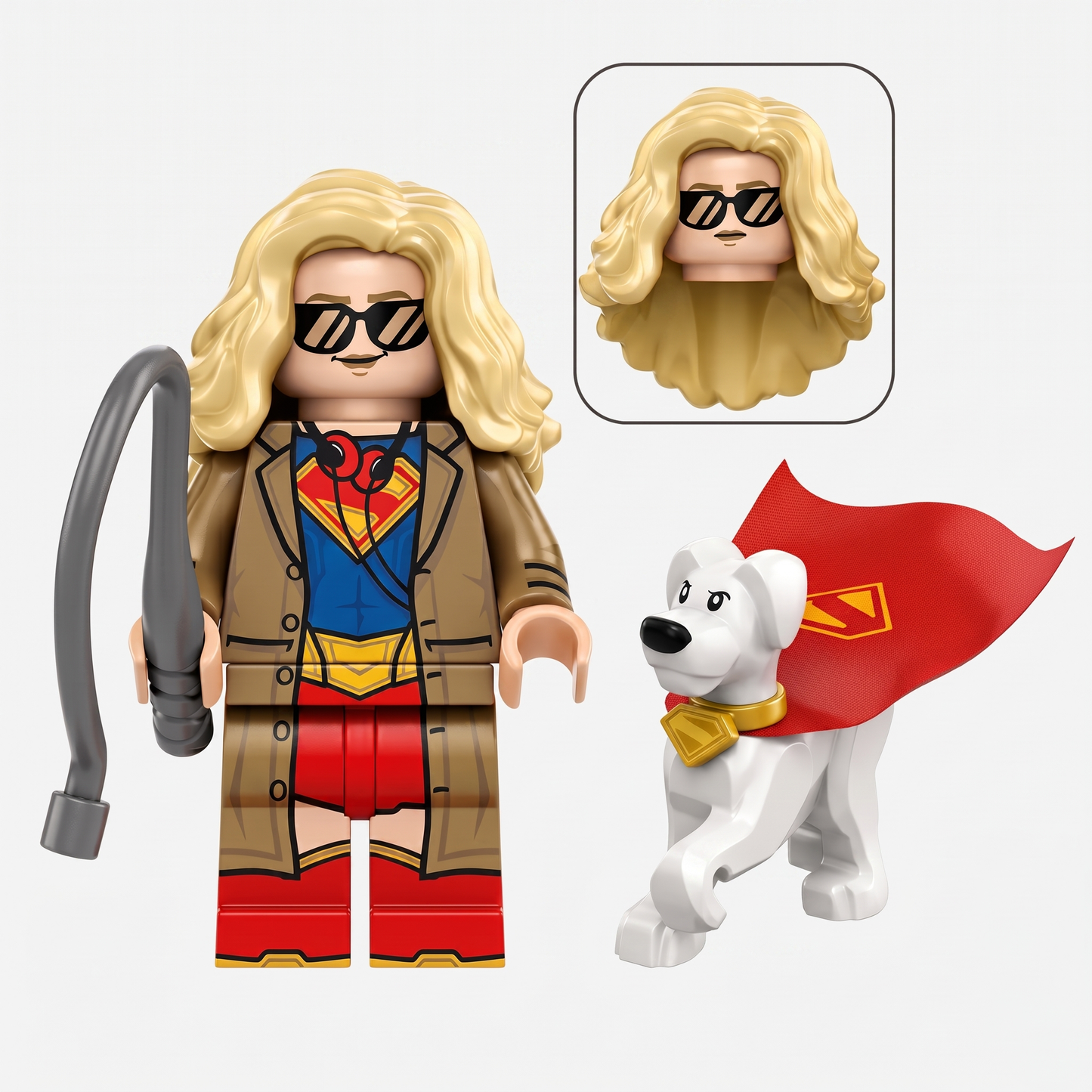 Supergirl in Coat with Krypto Superhero Custom Minifigure