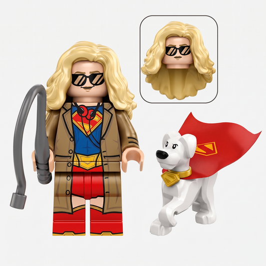 Supergirl in Coat with Krypto Superhero Custom Minifigure