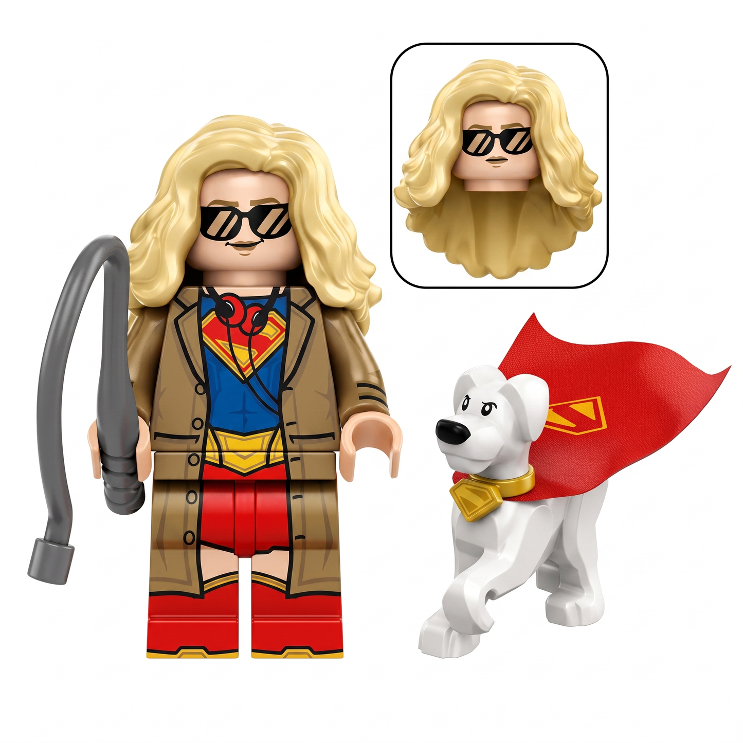 Supergirl in Coat with Krypto Superhero Custom Minifigure