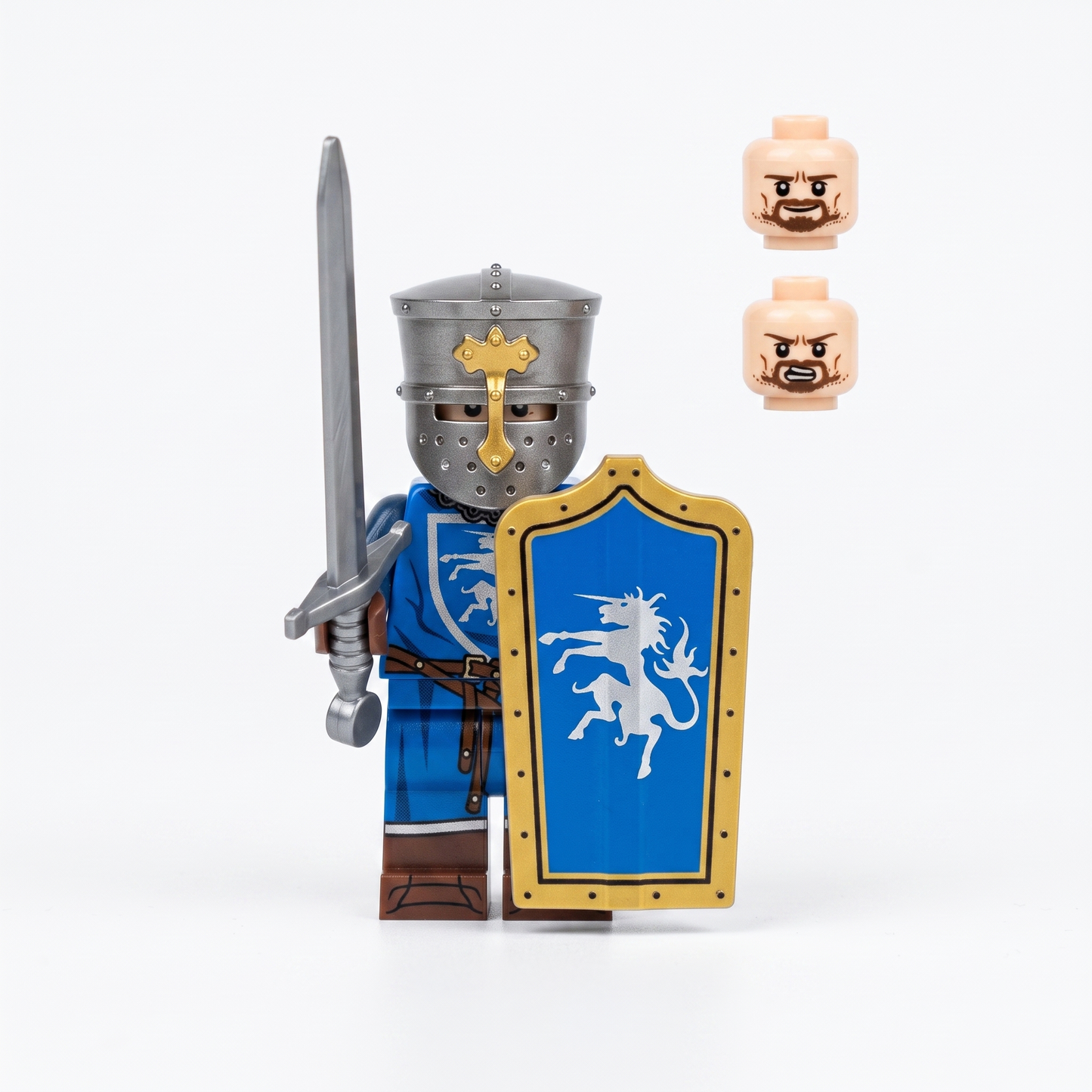 Unicorn Knight Castle Soldier Silver Armor Custom Minifigure