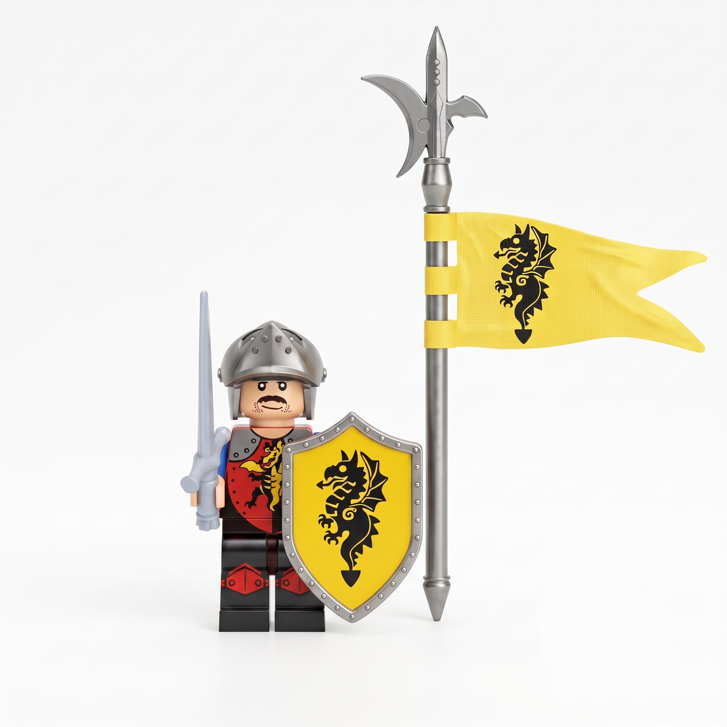 Yellow Dragon Knight Castle Soldier with Pennant Minifigure
