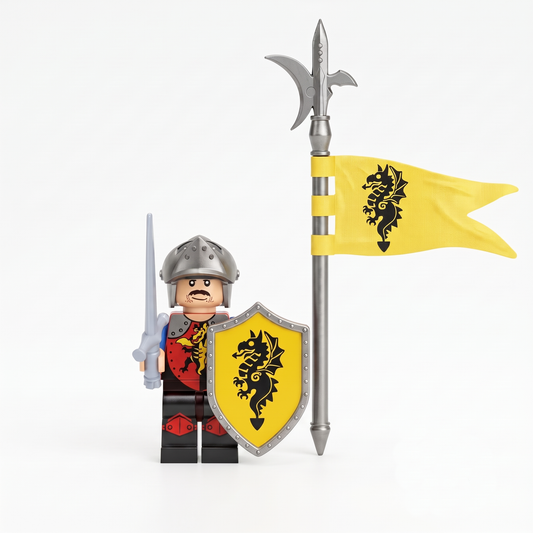 Yellow Dragon Knight Castle Soldier with Pennant Minifigure