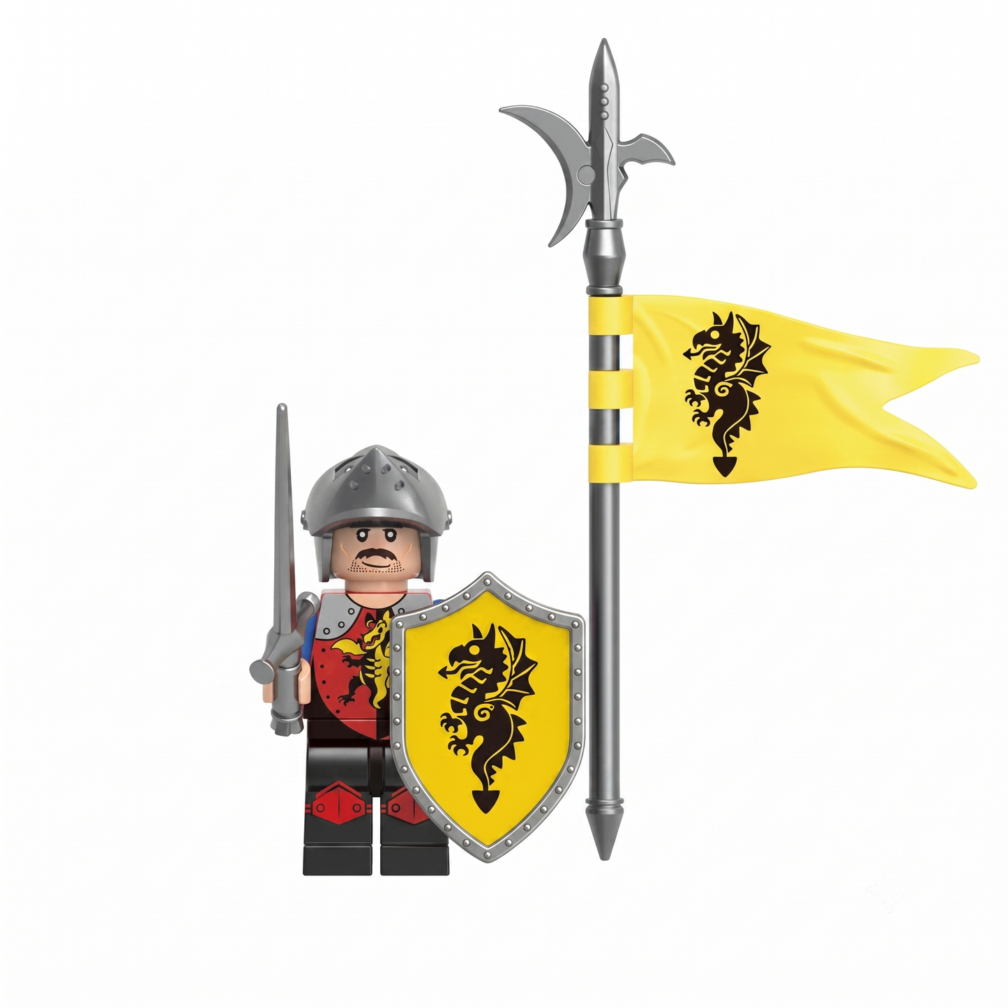 Yellow Dragon Knight Castle Soldier with Pennant Minifigure